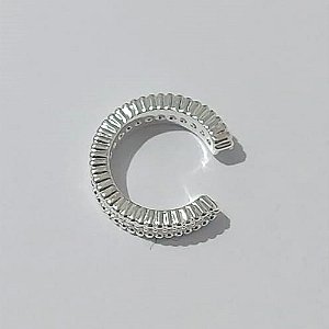BRINCO FOLHEADO A PRATA COM 50 MILÉSIMOS + VERNIZ DIAMOND EAR CUFF COM ZIRCÔNIAS 13MM (UNIDADE) PRBR001080
