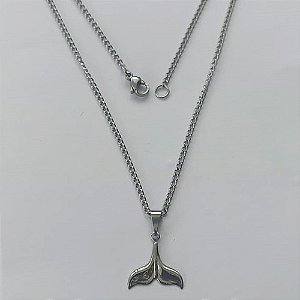 GARGANTILHA EM AÇO INOXIDÁVEL - GARGANTILHA COM PINGENTE RABO DE BALEIA 15X15MM - TAMANHO: 45CM - COMPOSIÇÃO: AÇO INOXIDÁVEL - (AÇO1281)ACGG000205