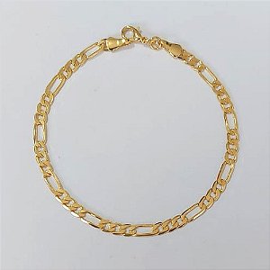 PULSEIRA FOLHEADA A OURO - BANHADO COM 5 MILÉSIMOS + VERNIZ DIAMOND - PULSEIRA 3X1 - TAMANHOS: 18CM - (OURO206) OUPS000040