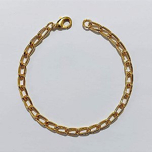 PULSEIRA FOLHEADA A OURO - BANHADO COM 5 MILÉSIMOS + VERNIZ DIAMOND - PULSEIRA 21CM LARGURA 6MM OUPS000040