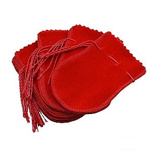 SAQUINHO DE VELUDO PARA JOIAS COM 1 CORDÃO 6X6CM VERMELHO (1607) (VENDIDO POR UNIDADE) - PREB000021