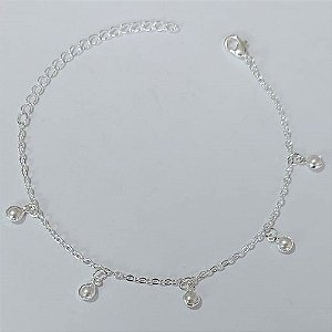 PULSEIRA FOLHEADA A PRATA COM 50 MILÉSIMOS + VERNIZ DIAMOND - PULSEIRA COM PÉROLAS PEQUENAS - TAMANHO: 16CM + EXTENSOR - FECHO LAGOSTA PRPS001031
