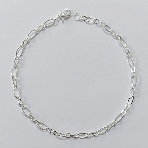 PULSEIRA FOLHEADA A PRATA COM 50 MILÉSIMOS + VERNIZ DIAMOND - PULSEIRA ELLO 1X3 LARGURA 4MM - TAMANHO: 21CM - FECHO LAGOSTA PRPS001037