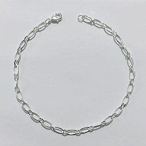 PULSEIRA FOLHEADA A PRATA COM 50 MILÉSIMOS + VERNIZ DIAMOND - PULSEIRA ELLO 1X1 LARGURA 4MM - TAMANHO: 21CM - FECHO LAGOSTA PRPS001037