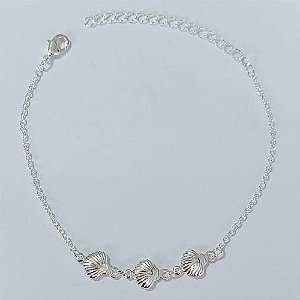 PULSEIRA FOLHEADA A PRATA COM 50 MILÉSIMOS + VERNIZ DIAMOND - PULSEIRA COM CONCHAS- TAMANHO: 16CM + EXTENSOR - FECHO LAGOSTA(PRA062) PRPS001037