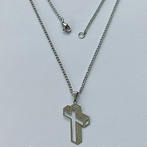 GARGANTILHA EM AÇO INOXIDÁVEL - GARGANTILHA COM PINGENTE CRUCIFIXO 3D 15X25MM - TAMANHO: 45CM - COMPOSIÇÃO: AÇO INOXIDÁVEL - (AÇO1383)ACGG000238