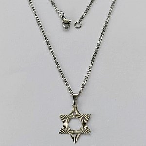 GARGANTILHA EM AÇO INOXIDÁVEL - GARGANTILHA COM PINGENTE ESTRELA DE DAVI 17MM - TAMANHO: 45CM - COMPOSIÇÃO: AÇO INOXIDÁVEL - (AÇO1386)ACGG000243