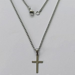 GARGANTILHA EM AÇO INOXIDÁVEL - GARGANTILHA COM PINGENTE CRUCIFIXO LISO 10MM - TAMANHO: 45CM - COMPOSIÇÃO: AÇO INOXIDÁVEL - (AÇO1387)ACGG000244