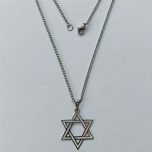 GARGANTILHA EM AÇO INOXIDÁVEL - GARGANTILHA COM PINGENTE ESTRELA DE DAVI 20MM - TAMANHO: 45CM - COMPOSIÇÃO: AÇO INOXIDÁVEL - (AÇO1388)ACGG000245