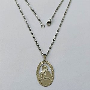 GARGANTILHA EM AÇO INOXIDÁVEL - GARGANTILHA COM PINGENTE SÃO BENTO 17MM - TAMANHO: 45CM - COMPOSIÇÃO: AÇO INOXIDÁVEL - (AÇO1393)ACGG000251