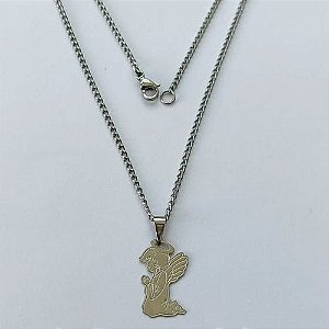 GARGANTILHA EM AÇO INOXIDÁVEL - GARGANTILHA COM PINGENTE ANJINHO 12MM - TAMANHO: 45CM - COMPOSIÇÃO: AÇO INOXIDÁVEL - (AÇO1396)ACGG000253