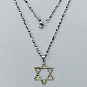 GARGANTILHA EM AÇO INOXIDÁVEL - GARGANTILHA COM PINGENTE ESTRELA DE DAVI 19MM - TAMANHO: 45CM - COMPOSIÇÃO: AÇO INOXIDÁVEL - (AÇO1399)ACGG000257