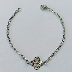PULSEIRA EM AÇO INOXIDÁVEL - (ACO13) PULSEIRA TREVO (E1368) 12MM TAMANHO 18CM - LARGURA 1,8MM - FECHO LAGOSTA - COMPOSIÇÃO: AÇO INOXIDÁVEL - (AÇO1406)ACPS000600