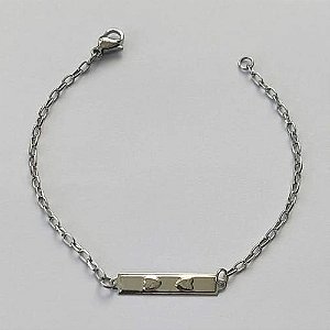 PULSEIRA EM AÇO INOXIDÁVEL (AÇO12) - PULSEIRA INFANTIL CHAPINHA DESENHADA CORAÇÃO 20MM TAMANHO 14CM - LARGURA 1,0MM - FECHO LAGOSTA - COMPOSIÇÃO: AÇO INOXIDÁVEL - (AÇO1409)ACPS000602