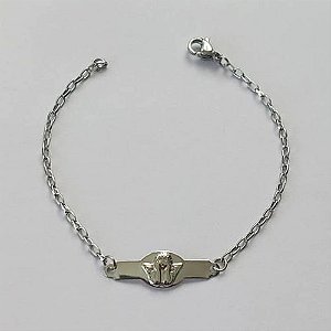 PULSEIRA EM AÇO INOXIDÁVEL (AÇO12) - PULSEIRA INFANTIL CHAPINHA DESENHADA ANJINHO 22MM TAMANHO 15CM - LARGURA 1,0MM - FECHO LAGOSTA - COMPOSIÇÃO: AÇO INOXIDÁVEL - (AÇO1412)ACPS000605