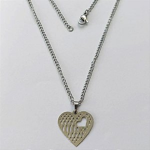 GARGANTILHA EM AÇO INOXIDÁVEL- GARGANTILHA COM PINGENTE CORAÇÃO 19MM - TAMANHO: 45CM - COMPOSIÇÃO: AÇO INOXIDÁVEL - (AÇO1420)ACGG000266