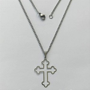 GARGANTILHA EM AÇO INOXIDÁVEL - GARGANTILHA COM PINGENTE CRUCIFIXO VAZADO 21X28MM - TAMANHO: 45CM - COMPOSIÇÃO: AÇO INOXIDÁVEL - (AÇO1462)ACGG000277