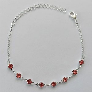 PULSEIRA FOLHEADO A PRATA COM 50 MILÉSIMOS + VERNIZ DIAMOND - PULSEIRA 15CM COM STRASS ROSA + EXTENSOR + FECHO LAGOSTA (PRA035) PRPS001066