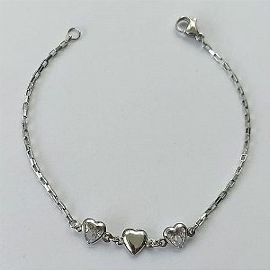 PULSEIRA EM AÇO INOXIDÁVEL - (ACO1012) - PULSEIRA COM CORAÇÃO EM ZIRCÔNIA LILÁS - TAMANHO 17CM - FECHO LAGOSTA - COMPOSIÇÃO: AÇO INOXIDÁVEL - (AÇO1473)) ACPS000611