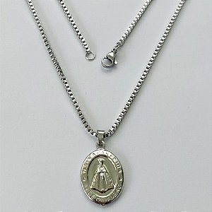 GARGANTILHA EM AÇO INOXIDÁVEL - (ACO1035) - GARGANTILHA (1035) PINGENTE NOSSA SENHORA APARECIDA 17MM(E0945)- TAMANHO 50CM - FECHO LAGOSTA - COMPOSIÇÃO: AÇO INOXIDÁVEL - (AÇO1475)ACGG000281