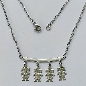 GARGANTILHA EM AÇO INOXIDÁVEL - (ACO03C) - GARGANTILHA PINGENTE CANGA 4 MENINAS - TAMANHO 45CM - FECHO LAGOSTA - COMPOSIÇÃO: AÇO INOXIDÁVEL - (AÇO1493) ACGG000291