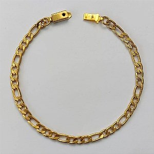 PULSEIRA EM AÇO INOXIDÁVEL DOURADA -  PULSEIRA 3X1 LARGURA 4MM - TAMANHO: 20CM FECHO GAVETA  - COMPOSIÇÃO: AÇO INOXIDÁVEL - (AÇO1516)ACPS000627