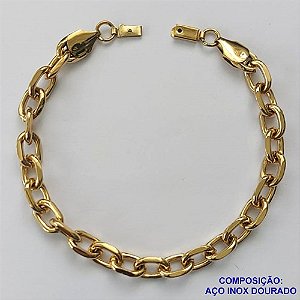 PULSEIRA EM AÇO INOXIDÁVEL DOURADA -  PULSEIRA LARGURA 6MM TAMANHO: 17CM - COMPOSIÇÃO: AÇO INOXIDÁVEL - (AÇO1521)ACPS000631
