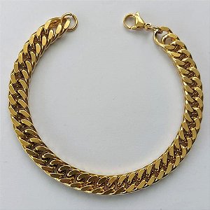 PULSEIRA EM AÇO INOXIDÁVEL DOURADA  -  PULSEIRA LARGURA 7MM TAMANHO: 19CM - COMPOSIÇÃO: AÇO INOXIDÁVEL - (AÇO1523) ACPS000634