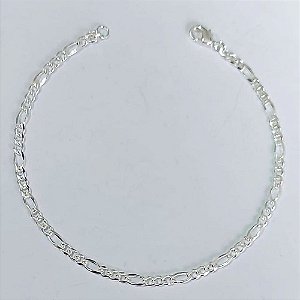 PULSEIRA FOLHEADA A PRATA COM 50 MILÉSIMOS + VERNIZ DIAMOND - PULSEIRA 20CM 3X1 PRPS001096
