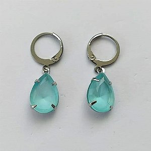 BRINCO EM AÇO INOXIDÁVEL - BRINCOS ARGOLAS DE PRESSÃO COM PINGENTES EM RESINAS AZUIS CLARAS 10X14MM - COMPOSIÇÃO: AÇO INOXIDÁVEL - (AÇO1695)ACBR000256