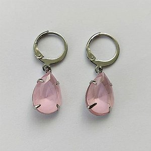 BRINCO EM AÇO INOXIDÁVEL - BRINCOS ARGOLAS DE PRESSÃO COM PINGENTES EM RESINAS ROSAS 10X14MM - COMPOSIÇÃO: AÇO INOXIDÁVEL - (AÇO1696)ACBR000257