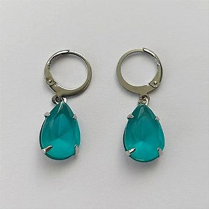 BRINCO EM AÇO INOXIDÁVEL - BRINCOS ARGOLAS DE PRESSÃO COM PINGENTES EM RESINAS AZUIS 10X14MM - COMPOSIÇÃO: AÇO INOXIDÁVEL - (AÇO1697)ACBR000258