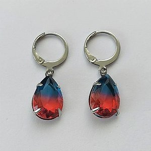 BRINCO EM AÇO INOXIDÁVEL - BRINCOS ARGOLAS DE PRESSÃO COM PINGENTES EM ZIRCÔNIAS RAINBOW 10X14MM - COMPOSIÇÃO: AÇO INOXIDÁVEL - ACBR000264