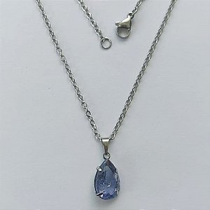 GARGANTILHA EM AÇO INOXIDÁVEL - (AÇO03) CORRENTE 50CM COM FECHO LAGOSTA E PINGENTE EM ZIRCÔNIA FUSION LILÁS 10X14MM - COMPOSIÇÃO: AÇO INOXIDÁVEL - (AÇO1726)) ACGG000316