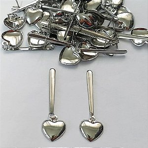 BRINCO EM AÇO INOXIDÁVEL- BRINCOS DE PINO COM PINGENTE CORAÇÃO 12MM - COMPOSIÇÃO: AÇO INOXIDÁVEL - (AÇO1756)ACBR000293