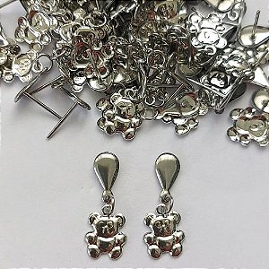 BRINCO EM AÇO INOXIDÁVEL- BRINCO DE PINO COM PINGENTE DE URSINHO 8MM - COMPOSIÇÃO: AÇO INOXIDÁVEL - (AÇO1770)ACBR000296