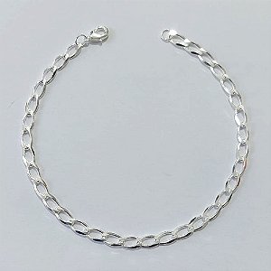 PULSEIRA FOLHEADA A PRATA COM 50 MILÉSIMOS + VERNIZ DIAMOND - PULSEIRA 20CM LARGURA 3MM PRPS001121