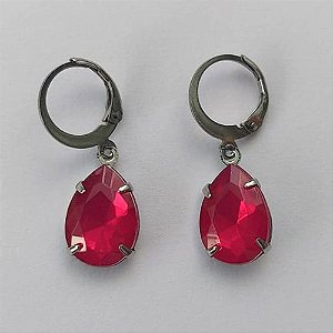 BRINCO EM AÇO INOXIDÁVEL - BRINCO ARGOLINHA DE PRESSÃO COM PINGENTE EM RESINA ROSA 3X7MM - COMPOSIÇÃO: AÇO INOXIDÁVEL - (AÇO1803)ACBR000320