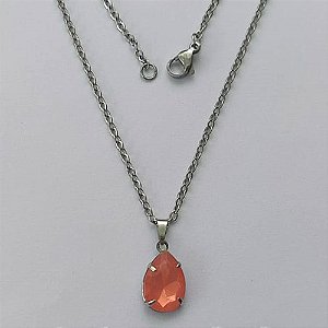 GARGANTILHA EM AÇO INOXIDÁVEL - (AÇO03) GARGANTILHA COM CORRENTE 50CM E PINGENTE EM RESINA SALMÃO 3X7MM - COMPOSIÇÃO: AÇO INOXIDÁVEL - (AÇO1823) ACGG000354