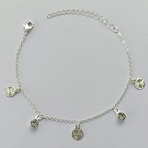 PULSEIRA FOLHEADA A PRATA COM 50 MILÉSIMOS + VERNIZ DIAMOND - PULSEIRA BOLINHAS LISAS COM STRASS- TAMANHO: 16CM + EXTENSOR E  FECHO LAGOSTA PRA188 PRPS001131