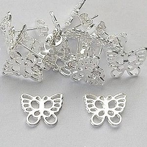 BRINCO FOLHEADA A PRATA COM 50 MILÉSIMOS + VERNIZ DIAMOND - BRINCO BORBOLETA VAZADA 11MM (PRA189) PRBR001104