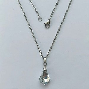 GARGANTILHA EM AÇO INOXIDÁVEL - (AÇO03) GARGANTILHA COM CORRENTE 50CM E PINGENTE CRISTAL 10MM - COMPOSIÇÃO: AÇO INOXIDÁVEL - (AÇO1850) ACGG000358