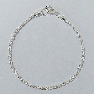 PULSEIRA FOLHEADA A PRATA COM 50 MILÉSIMOS + VERNIZ DIAMOND - PULSEIRA CORDÃO BAIANO TAMANHO: 20CM + E  FECHO LAGOSTA PRPS001132
