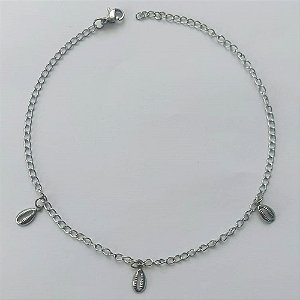 TORNOZELEIRA EM AÇO INOXIDÁVEL - TORNOZELEIRA 25CM COM BUZIOS - COMPOSIÇÃO: AÇO INOXIDÁVEL (AÇO1860) ACTO000007