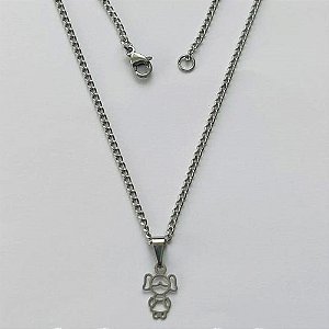 GARGANTILHA EM AÇO INOXIDÁVEL - GARGANTILHA COM CORRENTE 45CM COM PINGENTE MENINA VAZADA 12MM - COMPOSIÇÃO: AÇO INOXIDÁVEL (AÇO1862) ACGG000328