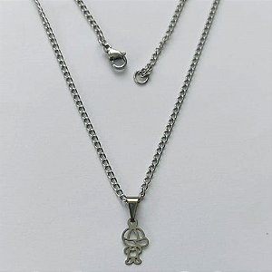 GARGANTILHA EM AÇO INOXIDÁVEL - GARGANTILHA COM CORRENTE 45CM COM PINGENTE MENINO VAZADO 12MM - COMPOSIÇÃO: AÇO INOXIDÁVEL (AÇO1863) ACGG000329