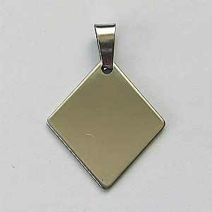 PINGENTE EM AÇO INOXIDÁVEL - PINGENTE PLAQUINHA LOSANGO PARA GRAVAÇÃO 21X24MM - COMPOSIÇÃO: AÇO INOXIDÁVEL (AÇO1865) - ACPG000079