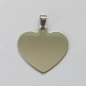 PINGENTE EM AÇO INOXIDÁVEL - PINGENTE PLAQUINHA CORAÇÃO PARA GRAVAÇÃO 30X34MM - COMPOSIÇÃO: AÇO INOXIDÁVEL (AÇO1866) - ACPG000080