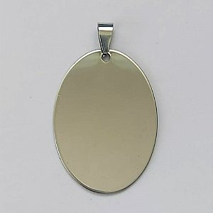 PINGENTE EM AÇO INOXIDÁVEL - PINGENTE PLAQUINHA OVAL PARA GRAVAÇÃO 30X42MM - COMPOSIÇÃO: AÇO INOXIDÁVEL (AÇO1868) - ACPG000082