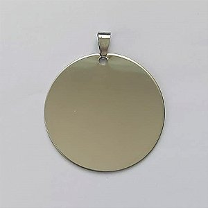 PINGENTE EM AÇO INOXIDÁVEL - PINGENTE PLAQUINHA REDONDA PARA GRAVAÇÃO 42MM - COMPOSIÇÃO: AÇO INOXIDÁVEL (AÇO1870) - ACPG000084